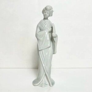 Vintage Shafford Japan Porcelain Geisha Figurine Holding Fan Blanc de Chine 7 in
